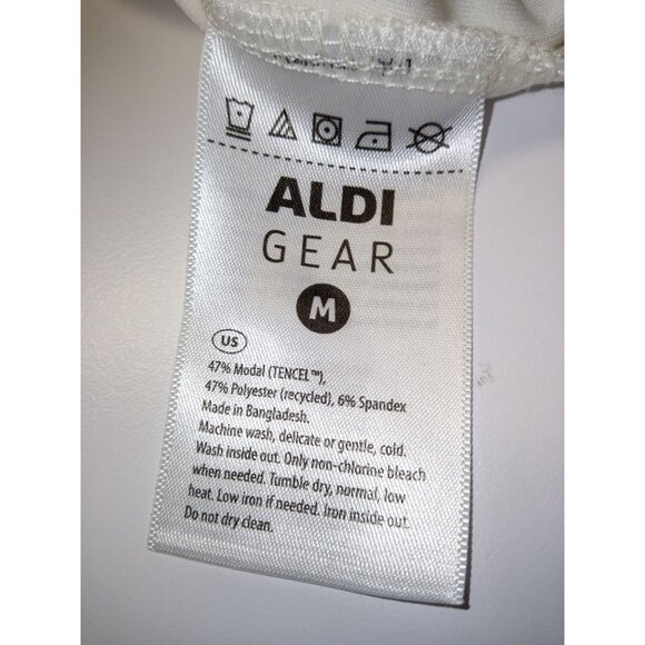 Aldi Gear Cream Sweatshirt Crewneck Rainbow Cuff and Collar Size Medium - Picture 8 of 8